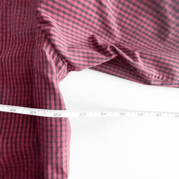 Calvin Klein Mens Button Down Shirt Micro Checkered Regular Fit Red Black 16 - Picture 8 of 9